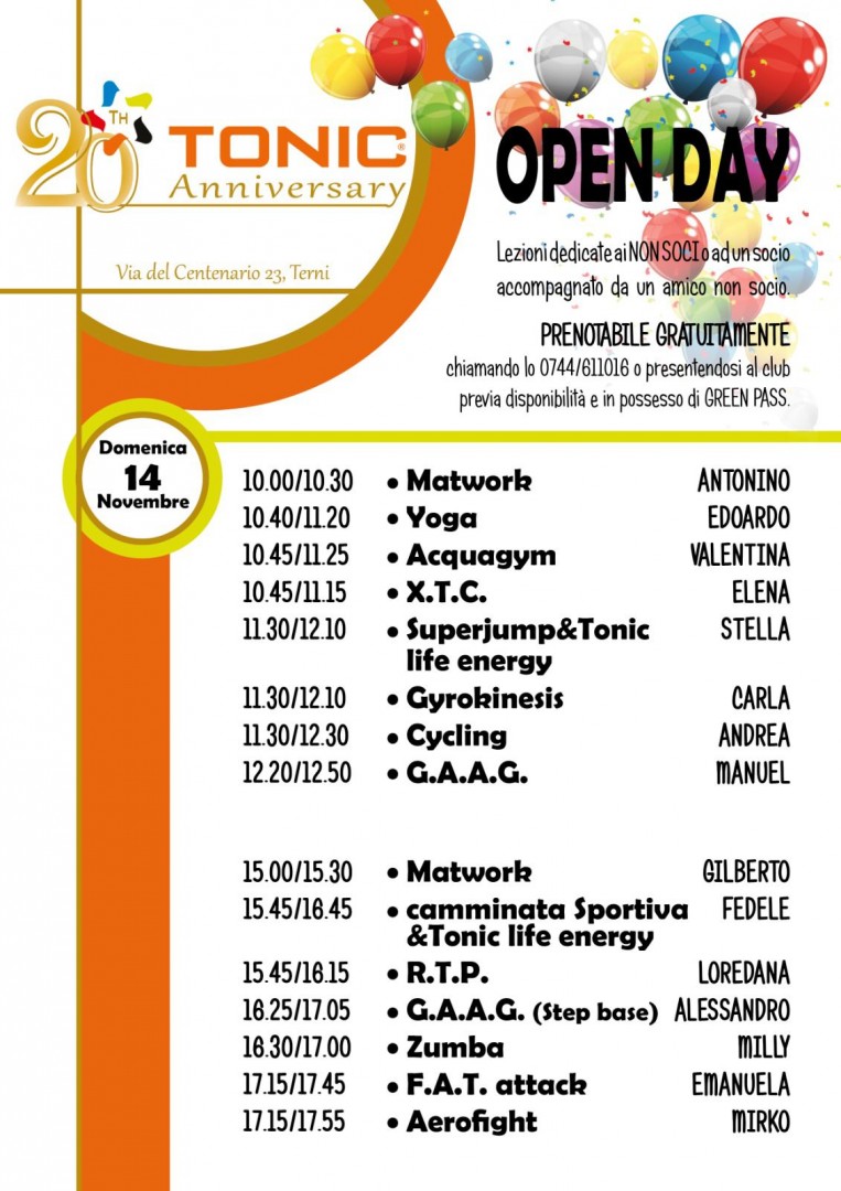 TONIC 20TH ANNIVERSARY -OPEN DAY-
